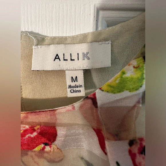 Allik ANTHROPOLOGIE Pastel Water Color Sheer Panel Sheath Midi M Racerback Zip - Picture 4 of 13